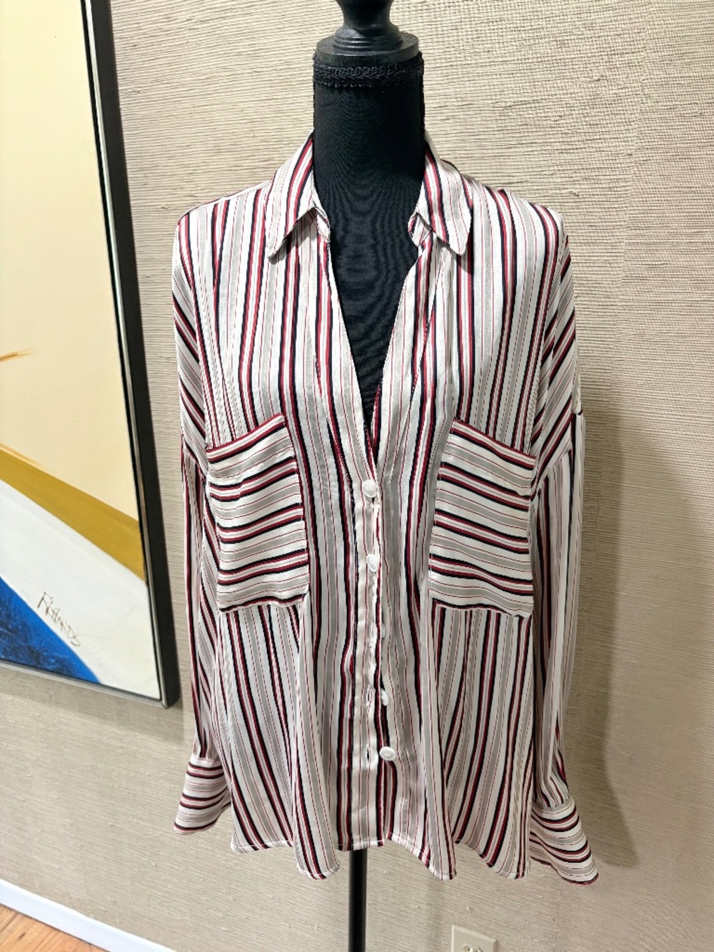Silky striped Free People blouse